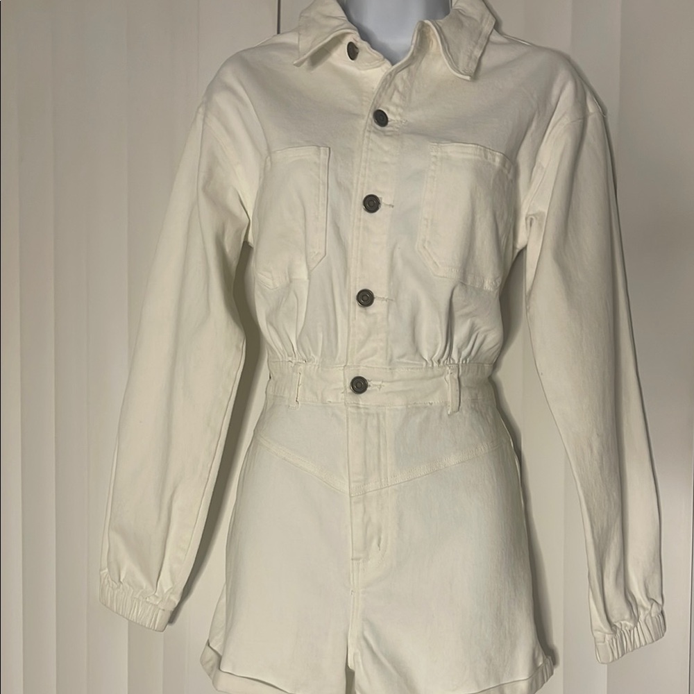 Stylish Cream Button-Up Jumpsuit